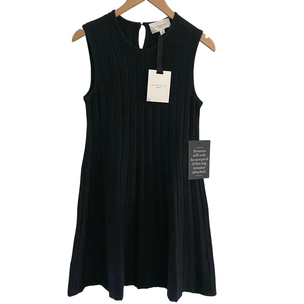 Tuckernuck Pomander Place Sleeveless Ribbed Knit Dress Black Minimalist Small